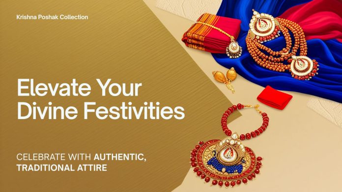 Krishna Poshak set (mala + mukut + poshak)